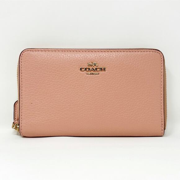 Coach Medium Id Zip Wallet in Shell Pink Leather C4124 - Picture 1 of 9